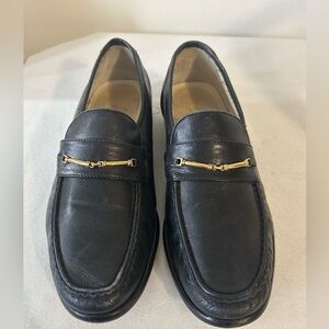 VTG William Hahn Black Leather horsebit classic preppy handmade Italian Loafers